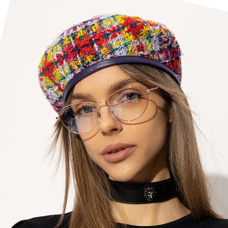 새상품 구찌 GG 로고 라메 트위드 베레모 모자