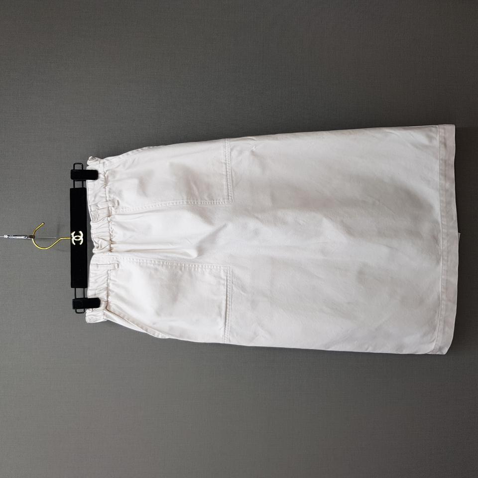 DANTON 단톤 코튼 100% 화이트 포켓 H라인 롱스커트 36사이즈