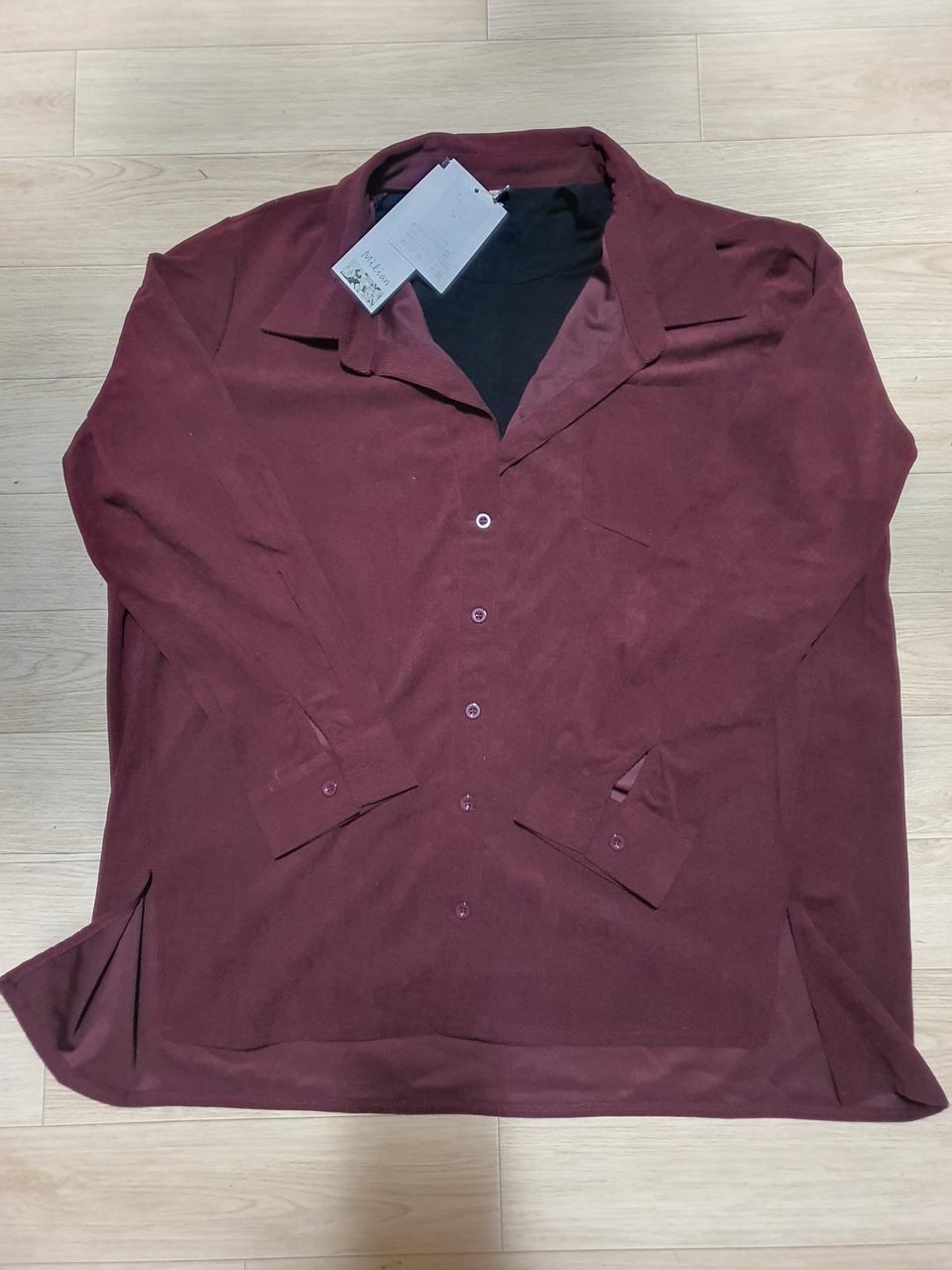 택 새옷/오버핏 여성 코듀로이 골덴 와인색 반목 폴라 셔츠 남방