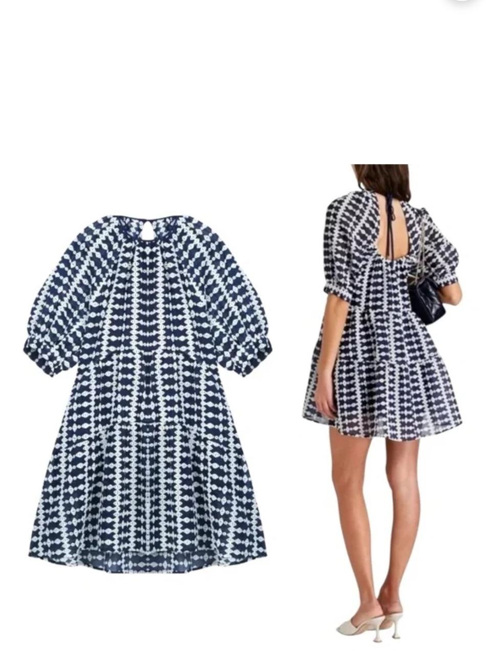 마쥬 자수 레이스 퍼프소매 오픈백 원피스 38사이즈