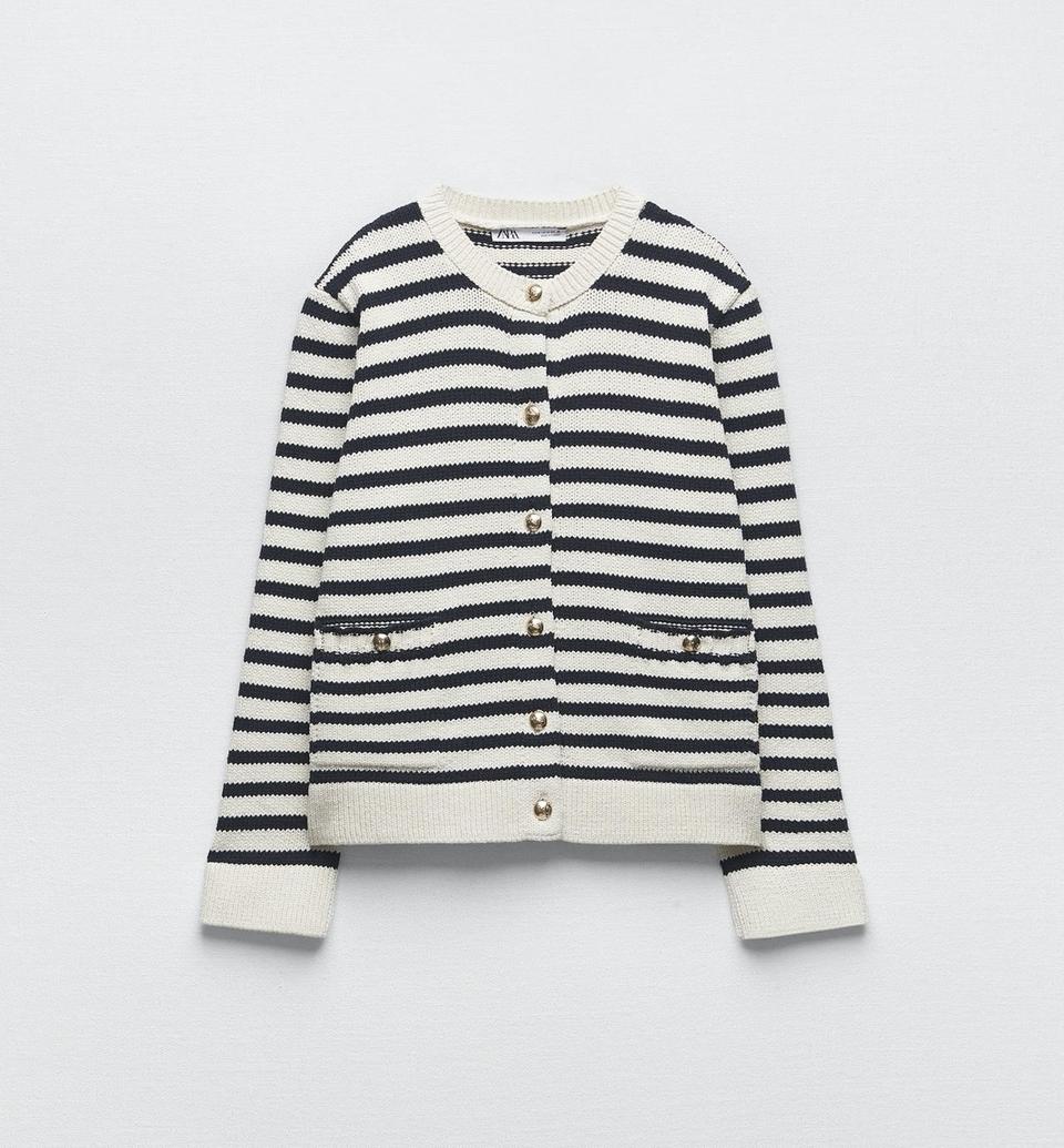 (새상품)자라 스트라이프 니트 가디건