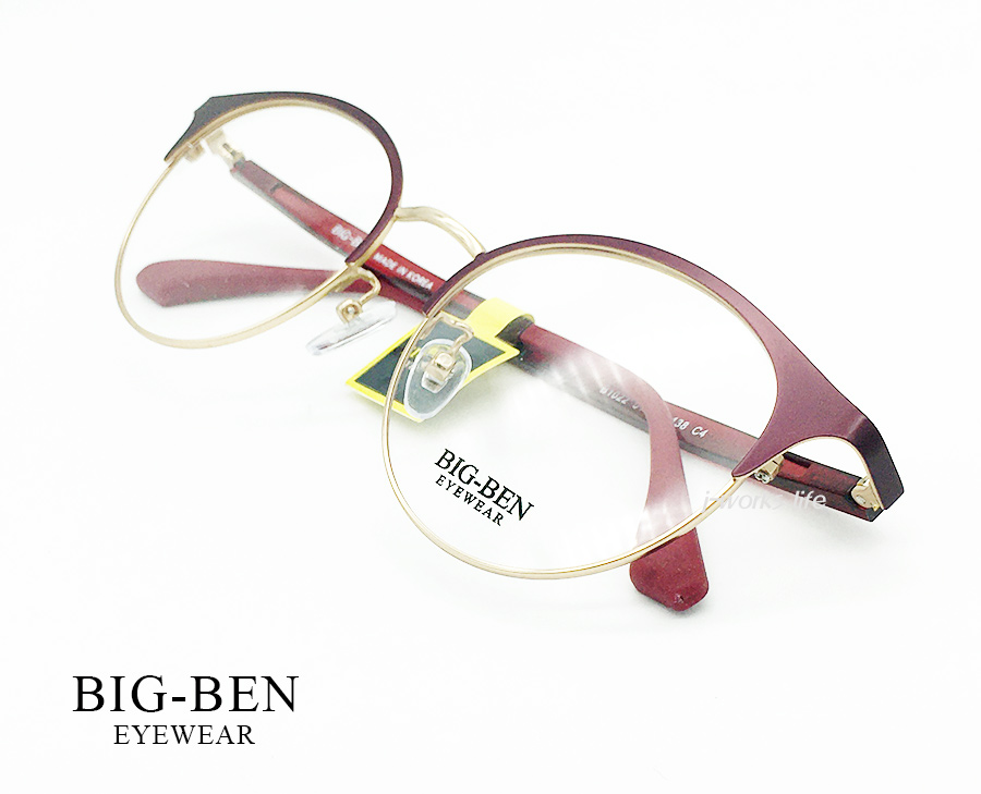 빅벤 BIG-BEN 버건디 골드 메탈 안경점 안경테 B1022 새제품