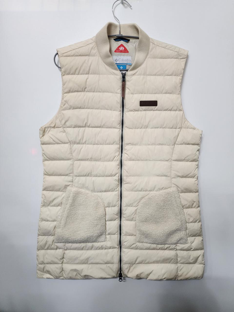 콜럼비아 여성 구스경량 하프패딩 조끼 베이지 (L)100