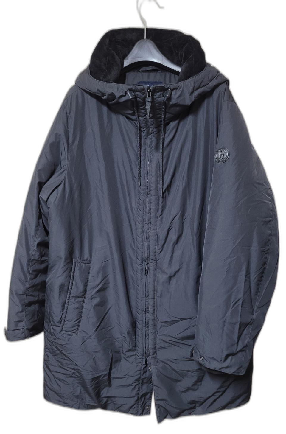 헤지스 로고패치 구스다운 후드코트