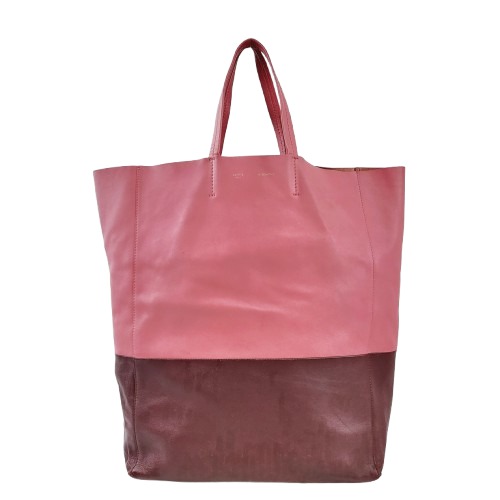 정품 셀린느 투톤 컬러 램스킨 카바스 팬텀 토트백