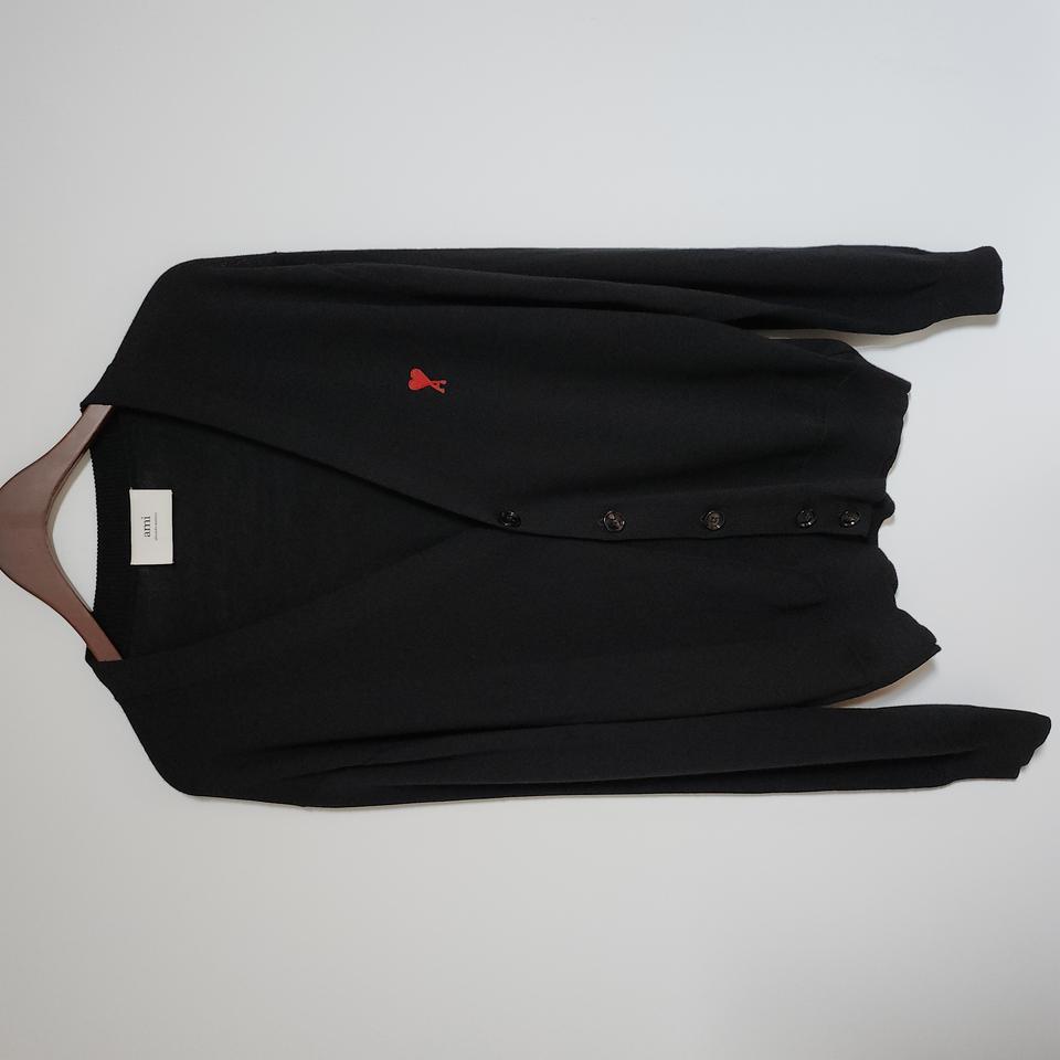 [XL] 아미 블랙 스몰 하트자수 울 가디건 BFHKC111