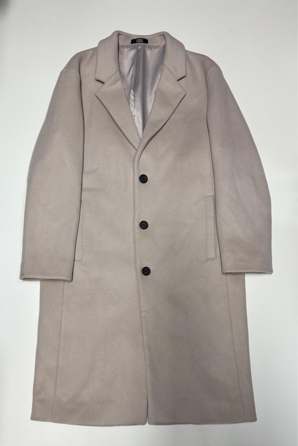 무신사 스탠다드 미니멀 크림 울 코트 L