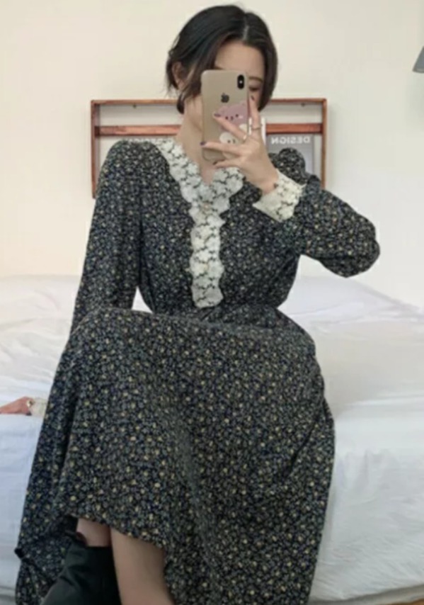 L150뜨개레이스잔꽃롱원피스