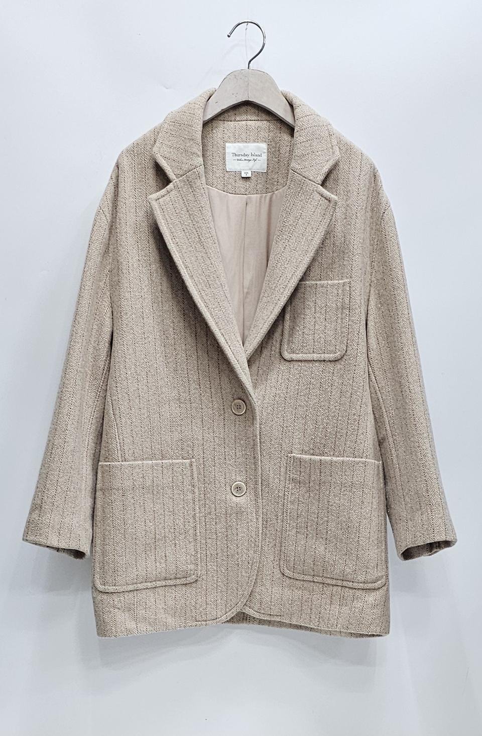 써스데이아일랜드 오버핏 스트라이프 자켓