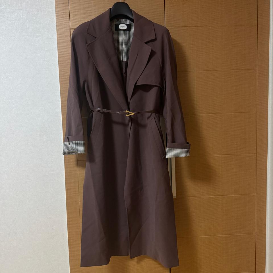 55 듀엘 체크배색 트렌치코트 브라운