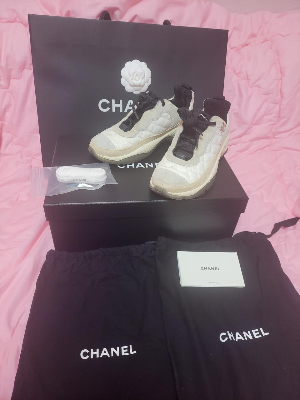정품)급처상태좋음!샤넬 믹스드파이버 스니커즈 운동화 신발