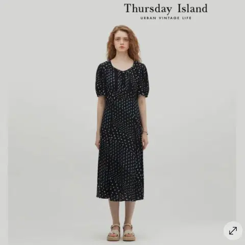 (새상품) 써스데이아일랜드 23 플라워 패턴 롱 원피스 S