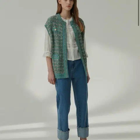 써스데이아일랜드 트위드 니트 베스트 M