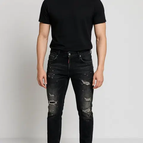 디스퀘어드2. 남자 블랙 워딩 스케이터 진_44