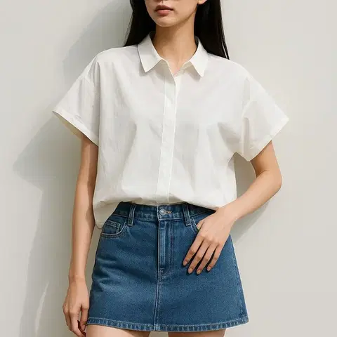 코스 COS. 여자 엘라스테인 화이트 셔츠_호칭34