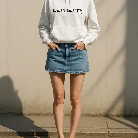 칼하트WIP 화이트 로고 후드티셔츠_S