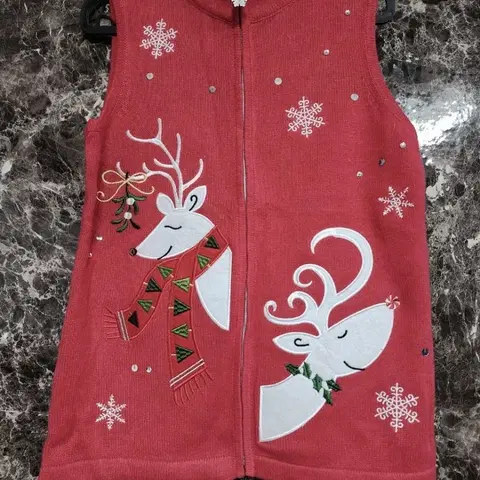클래식 크리스마스 루돌프 니트 조끼