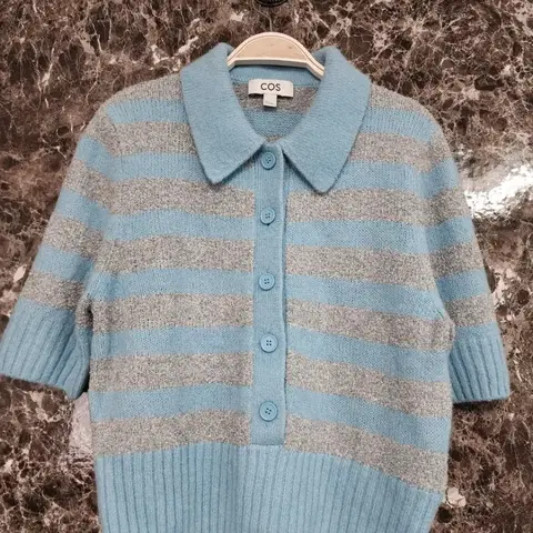 COS 코스 스트라이프 카라 니트 가디건