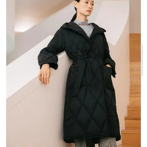 SJ WANI 에스제이와니 퀼팅 후드 구스 롱패딩