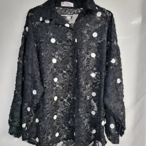 플라워 도트 긴팔 블라우스 L