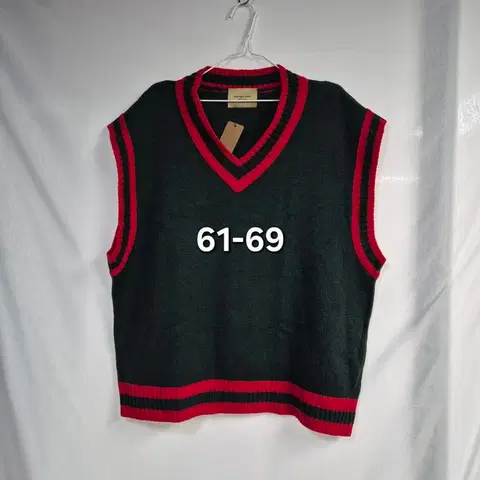 그린 레드 니트 베스트 61-69