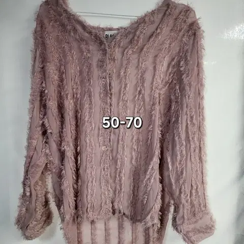 핑크 쉬폰 터레기 긴팔 블라우스 50-70