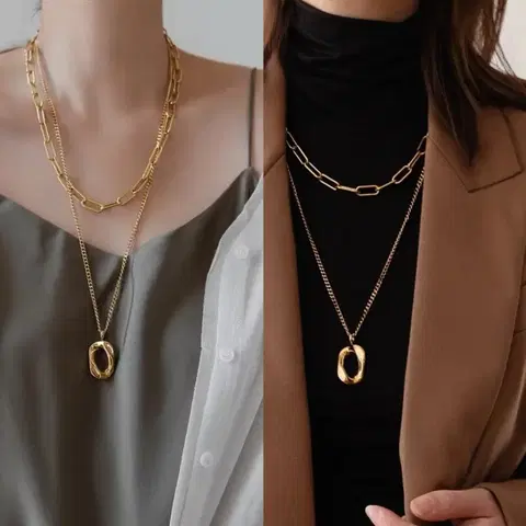 레이어드 골드 목걸이 두줄 세트 팔아요 ~