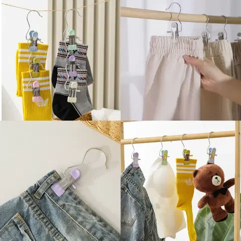 6P한세트 파스텔톤 바지 양말 옷걸이 바지 양말 옷 집게 팔아요 ~