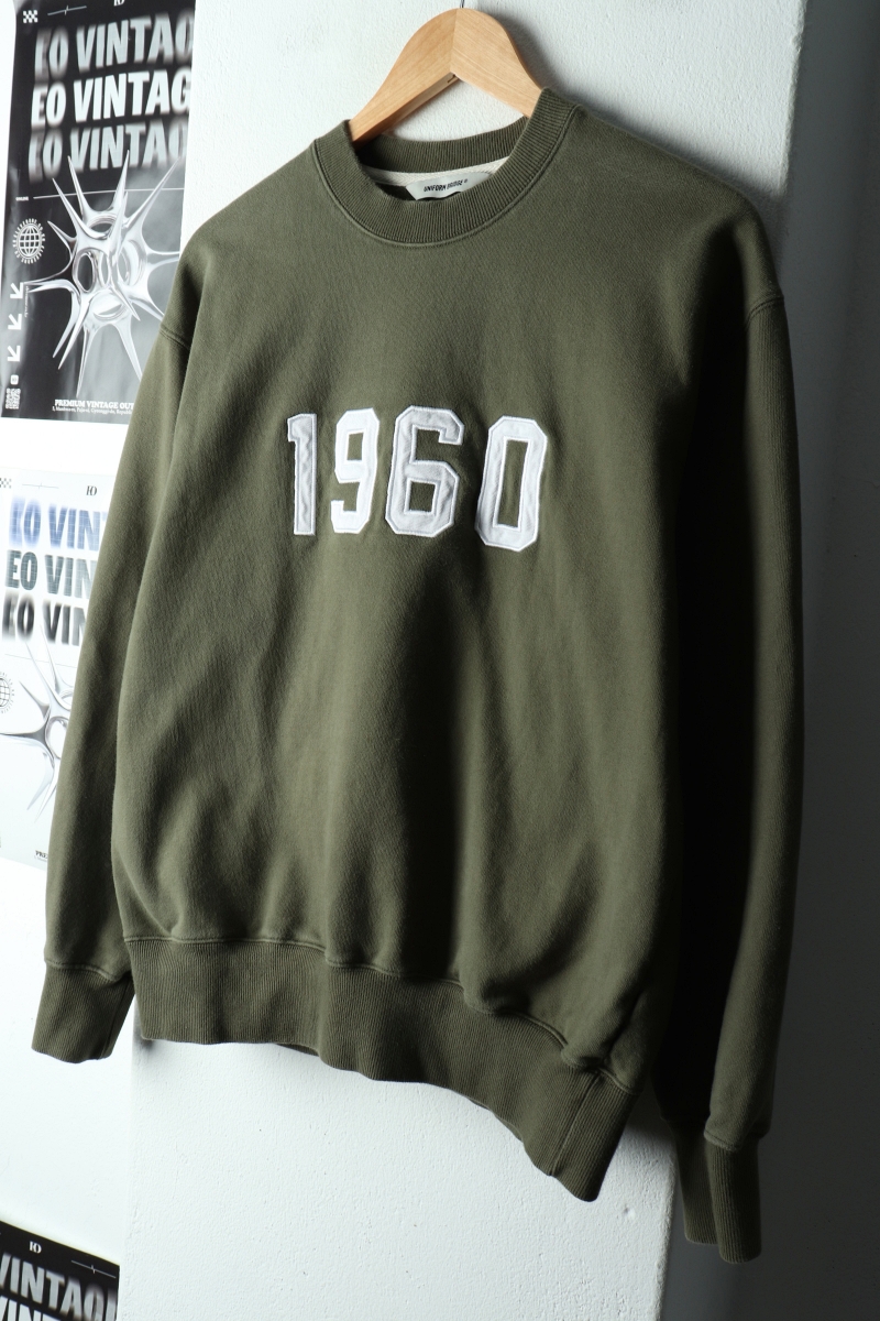 (M-L) 유니폼브릿지 맨투맨 티셔츠 작은얼룩 카키 아메카지-162E7