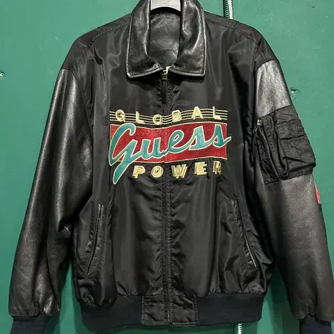 90s 가죽배색 바시티자켓 105