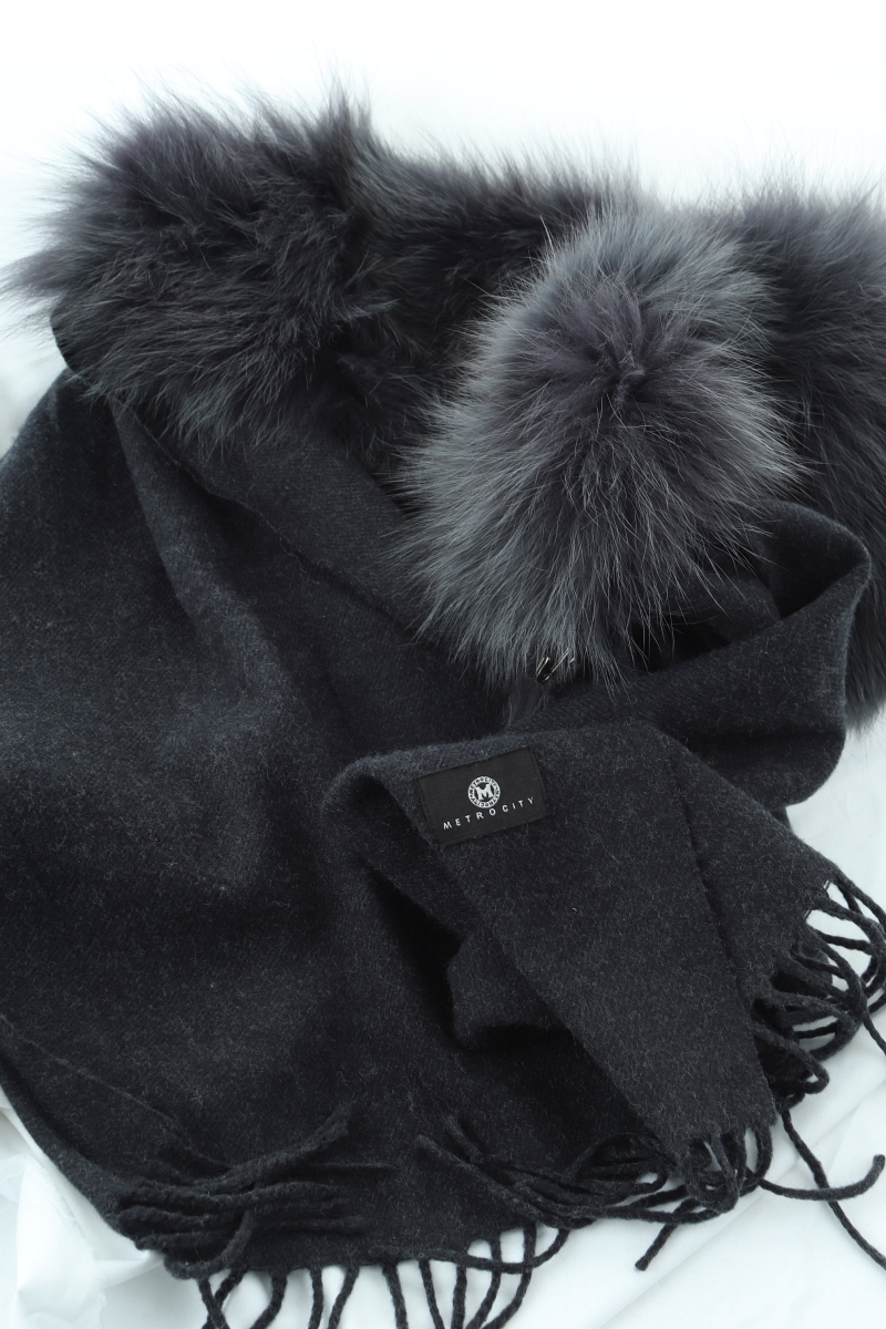 (F) 메트로시티 목도리 머플러 폭스 여우 고급 차콜 따뜻-2639