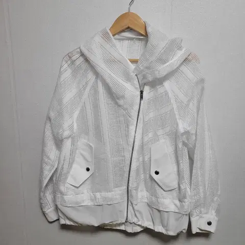23.화이트 시스루 후드 집업 자켓