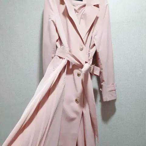 새상품 77사이즈) 플리치 트렌치 원피스,벨티드 트렌치 롱코트 아우터자켓