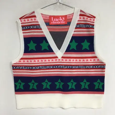 럭키슈에뜨 레터링 니트조끼 F