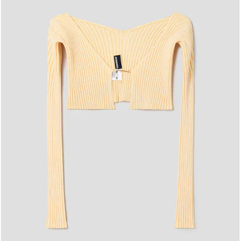 자크뮈스 프랄루 라이트옐로우 크롭 가디건 38