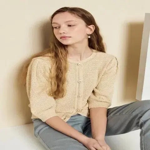 더아이잗 퍼프 보석 가디건 55