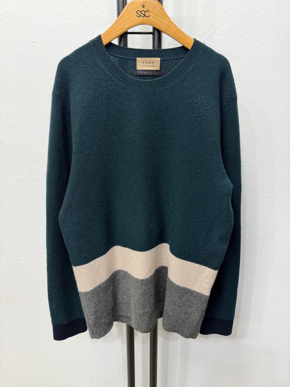 정품) TIME 타임옴므 한섬 캐시미어100 배색 니트 100