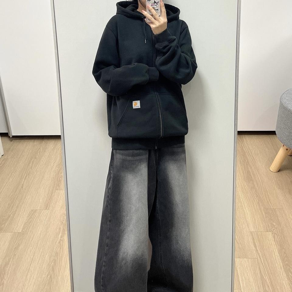 칼하트 미드웨이트 블랙 써멀 후드집업