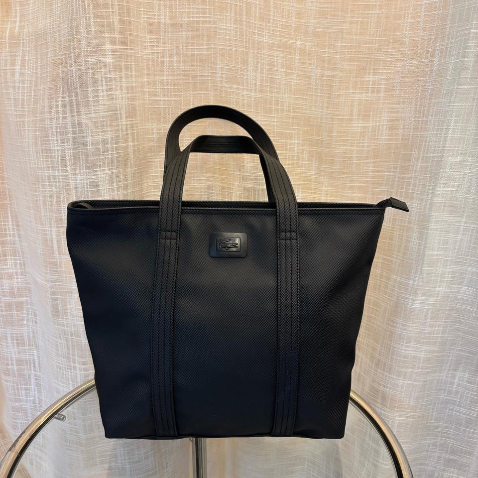 정품 라코스테 PVC 블랙 토트백