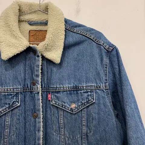 리바이스 빈티지 퀄리티 클로징 뽀글이 롱 데님자켓