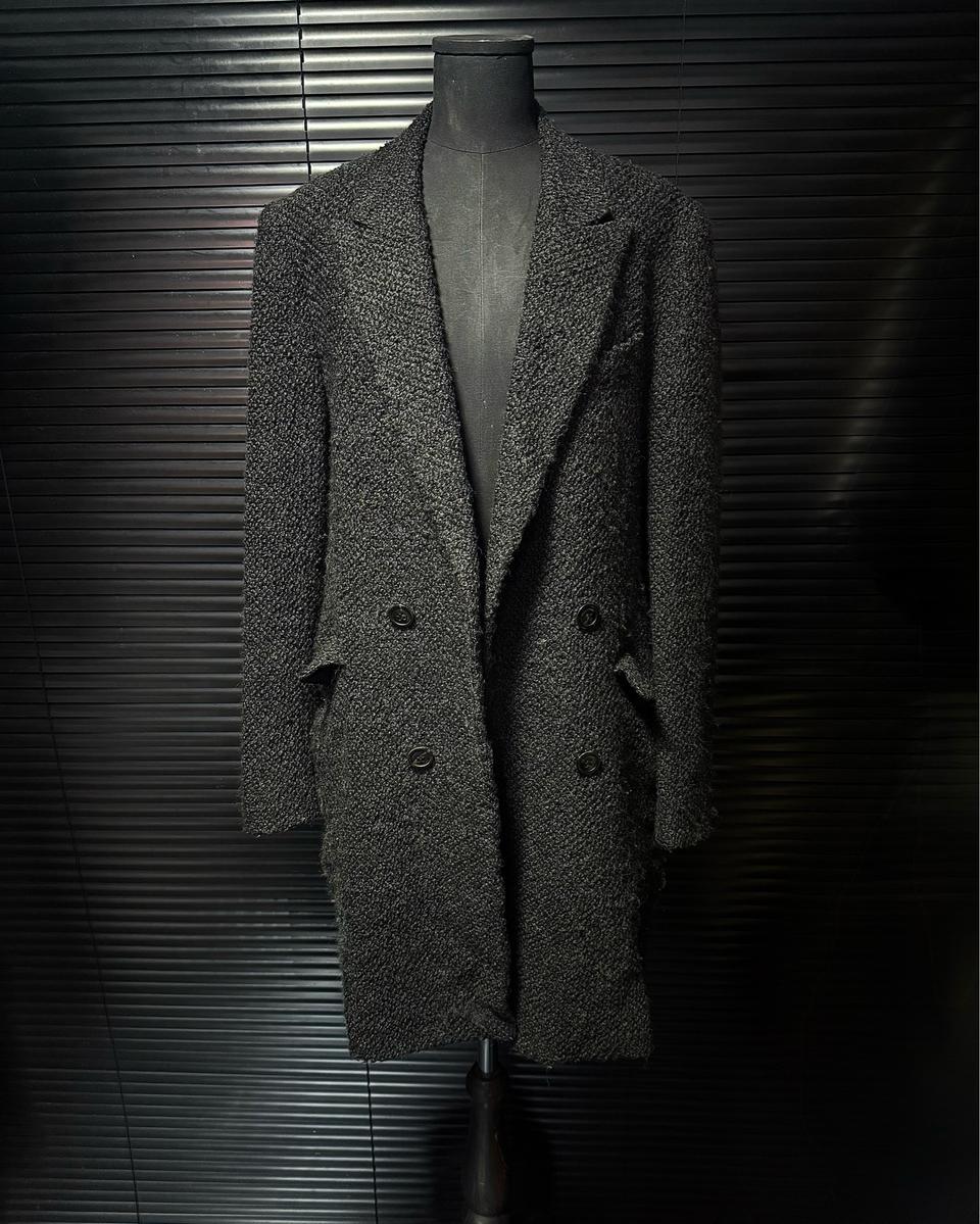 솔리드옴므 우영미 울 혼방 트위드 더블 코트 차콜 블랙 검정 48 100