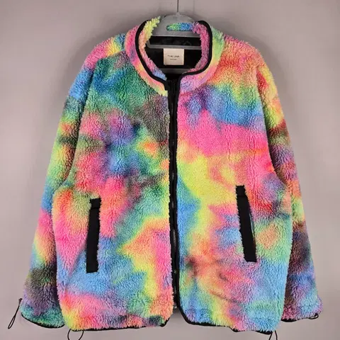 [무료배송]여성 F 오버사이즈 레인보우 플리스 집업 자켓