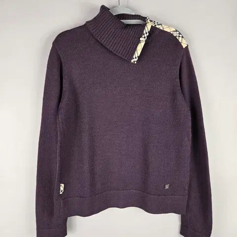 [무료배송]앤썸 100 여성 체크 배색 터틀넥 니트