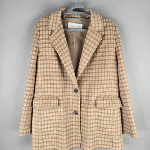 [무료배송]숲 66 여성 울 혼방 체크 핸드메이드 하프 코트