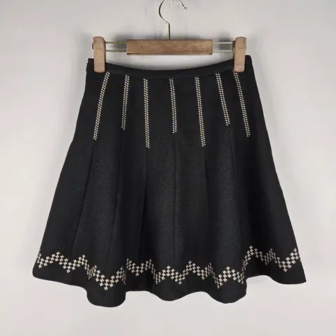 [무료배송]케네스레이디 38 여성 자카드 플레어 미니 스커트 치마 블랙