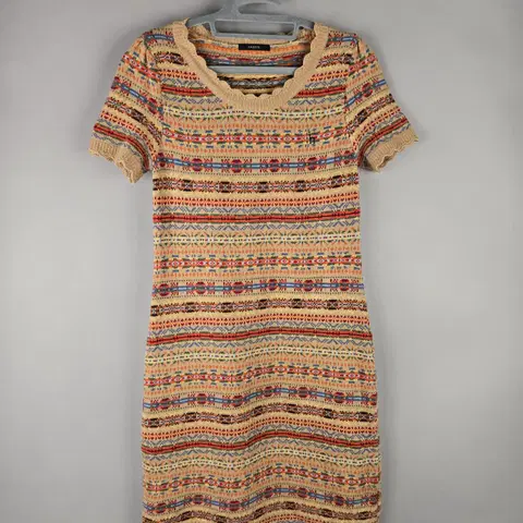 [무료배송]헤지스 페어아일 캐시미어 울 반팔 니트 원피스 노르딕