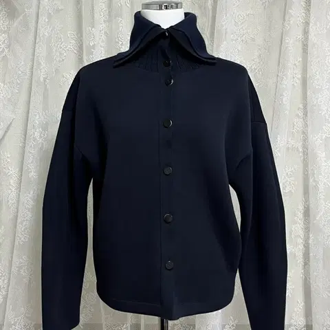 M) 구호 KUHO 하이넥 세일러 카라 가디건 네이비