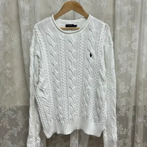 S) 폴로 랄프로렌 꽈배기 니트 화이트