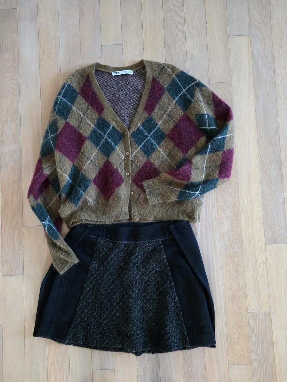 자라 아가일 가디건 + SYSTEM 스커트