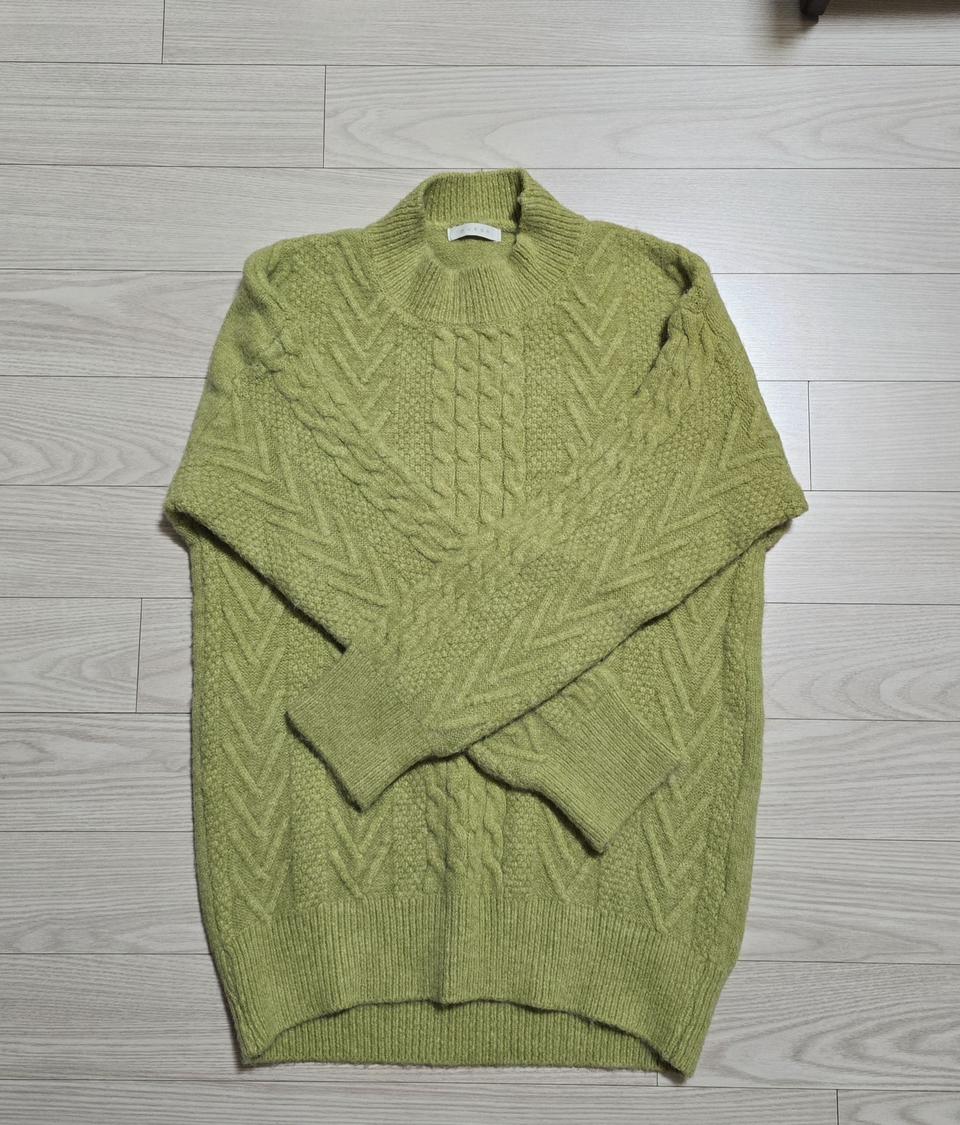 무자크 반목 도톰 롱 니트(새상품.라임색)